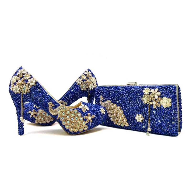 royal blue clutch bag and shoes