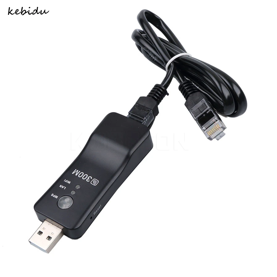 

Kebidu 300Mbps Wireless Network Adapter Cable WPS Button Wi-fi Repeater RJ-45 Networking for Samsung LG Sony Smart TV