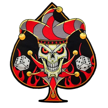 

Joker Clown Biker Patches Motorcycle Back Skull Patches for Clothing Iron On Large Spades Badge Sticker for Jacket Jeans Emblem