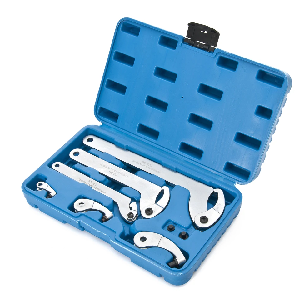 Adjustable Hook And Pin Wrench / Spanner / C Spanner 35 - 120mm 8pcs