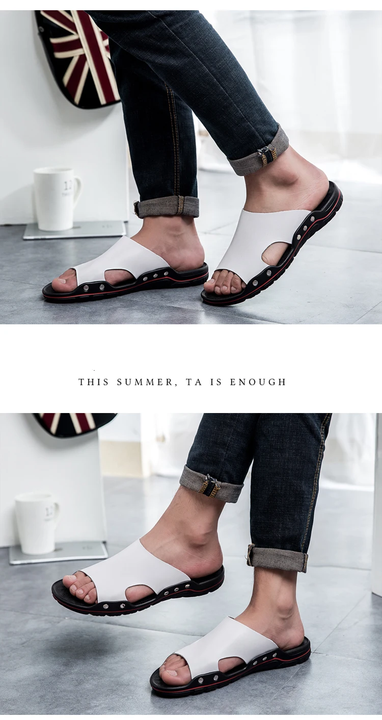 Летние пляжные мужские кожаные сандалии в римском стиле тапки уличные кроссовки Резиновые Шлепанцы мужские водонепроницаемые туристические сандалии