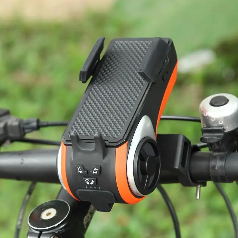 

5 in 1 Bike Phone Holder Multifunction USB Rechargeable Bicycle Bluetooth Audio Player Bike Bell Light Bicycle accessories