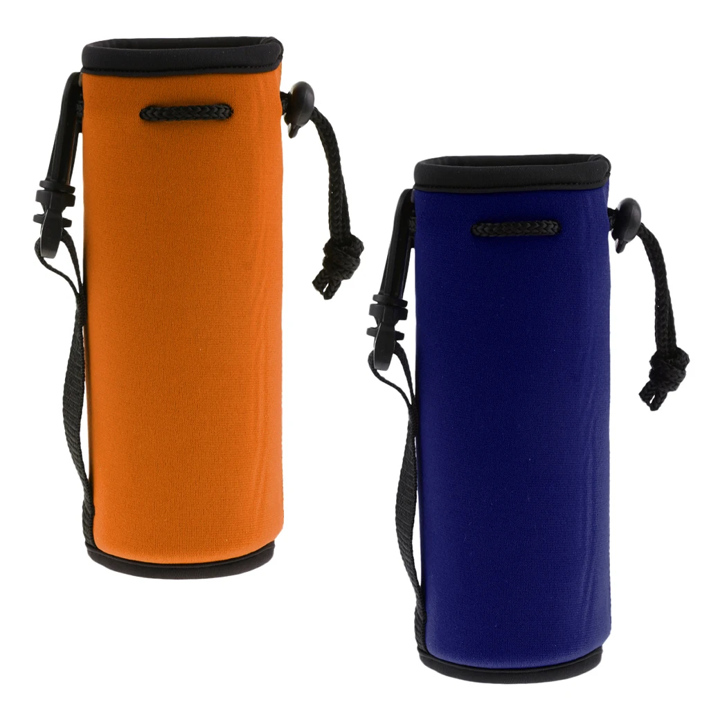 2pcs Neoprene Insulated Water Drink Bottle Cooler Carrier Cover Orange+Navy, Lightweight and Handy to Use