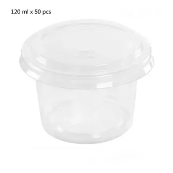 

50Pcs Disposable Cups Set Of 120ml Sauce Container Pot Jello Shot Cup Slime Storage With Lid For Ketchup