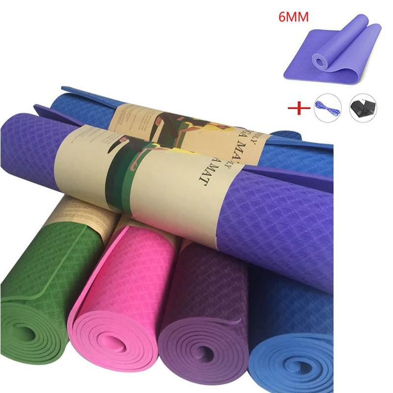 1830*610*6mm Yoga Mat Flat Anti-slip Support Fitness Mats for Beginner Multifunctional TPE Environmental Protection Odorless A