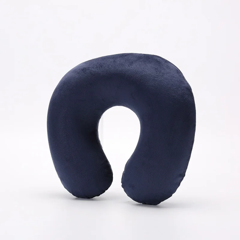 Dark Blue Pillows Cushion Inflatable Shaped Neck Support Nursing Cushion Air Flight Travel Pillow Popular New 1PC Car Soft Headrest QZC003 - Цвет: Dark Blue
