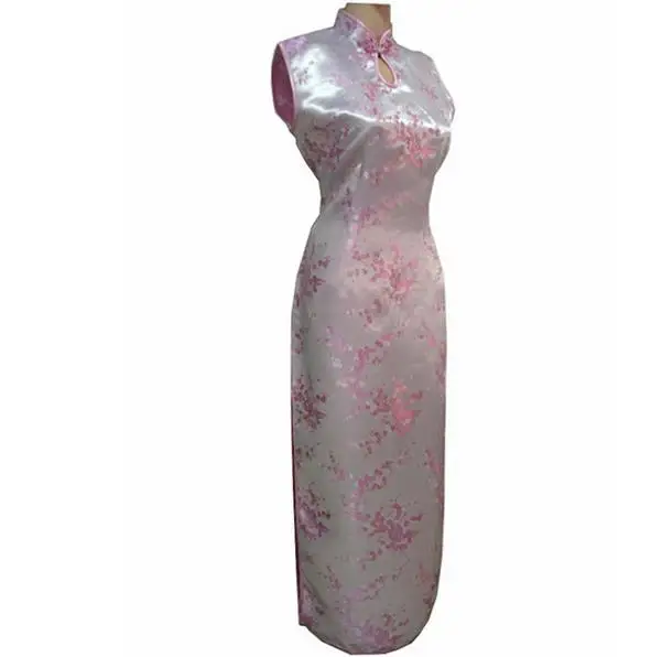 Элегантный для женщин атласная Высокая разделение тонкий Cheongsam китайский стиль воротник стойка банвечерние кетный платье пикантные район без рукаво