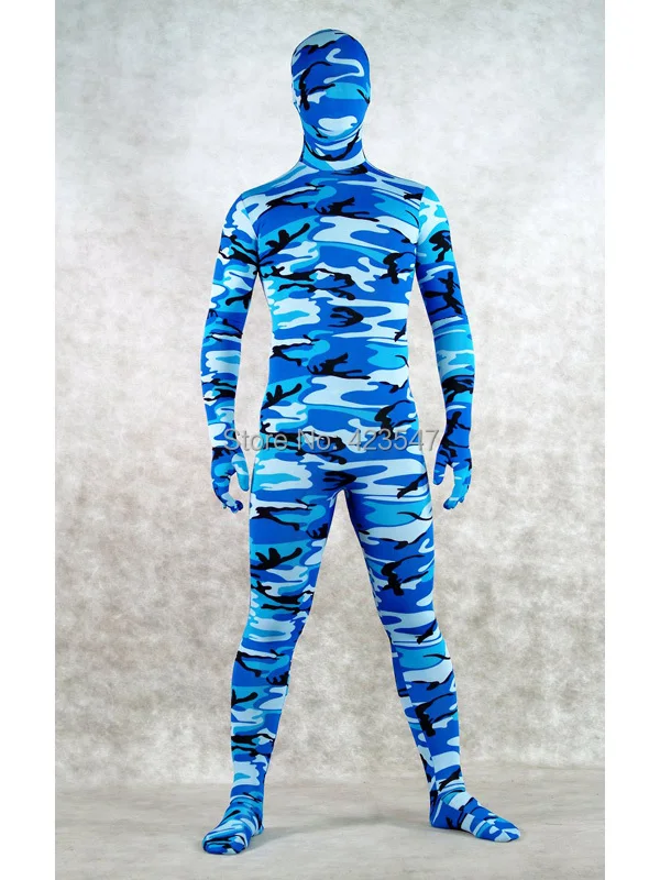 Buy Online Camouflage Lycra Zentai Suit Sea Blue Zentai Suit Halloween