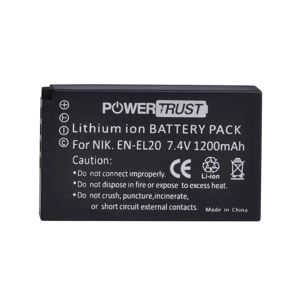 PowerTrust 2 шт. 1200 мАч EN-EL20 EN-EL20a EN EL20 батарея+ ЖК-дисплей Dual USB зарядное устройство для NIKON 1 J1 J2 J3 S1 батареи камеры - Цвет: 1Battery