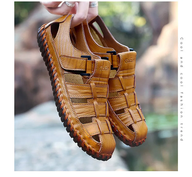 MIXIDELAI/летние мужские сандалии г. Пляжная Мужская обувь для отдыха высококачественные сандалии из натуральной кожи мужские сандалии Большие размеры 39-47