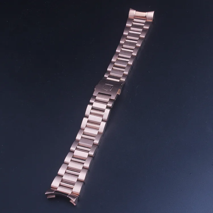 22 мм серебристый черный Высокое качество 316 нержавеющая сталь часы браслет ремешок для(подходит) TAG HEUER CARRERA - Цвет ремешка: Rose gold