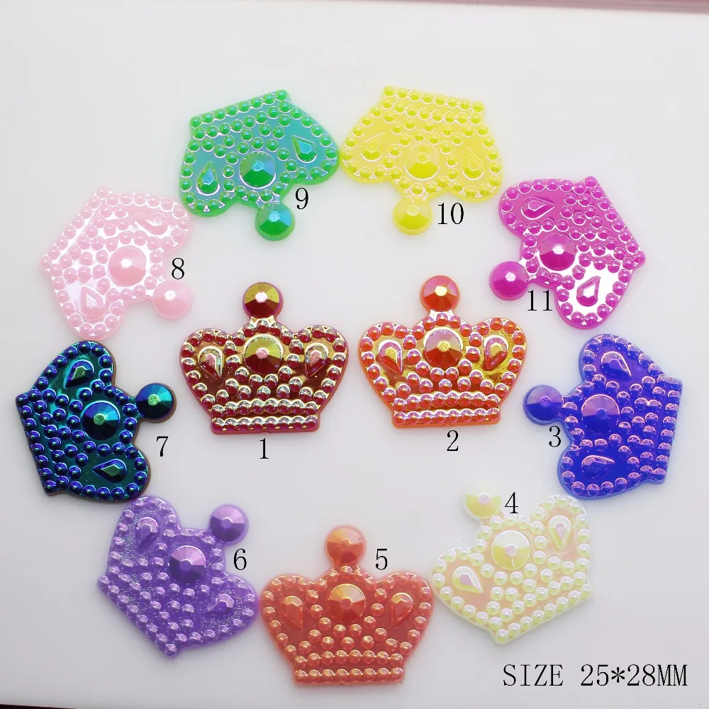 

10Pcs/Lot 28*25mm Multicolour Acryl Crown Button Children Hat DIY Craft Appliques Sewing Craft Buttons Hair Bow Accessories