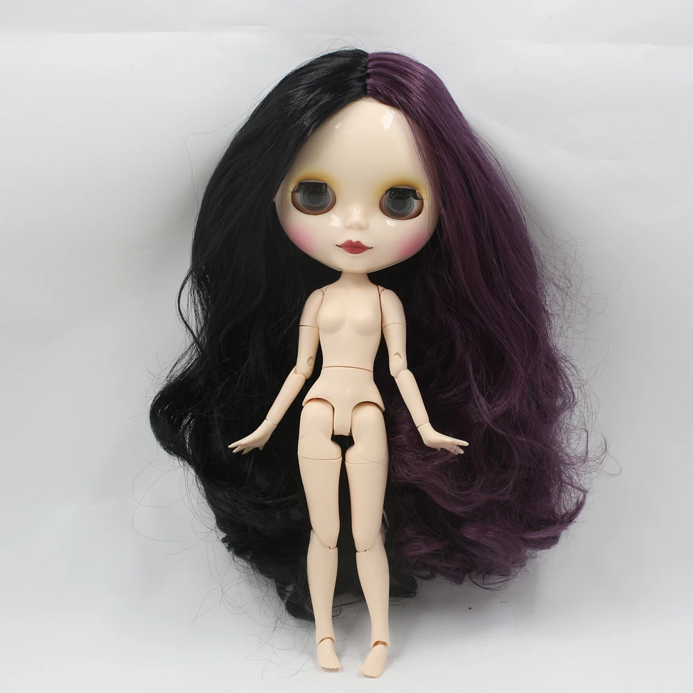 Ледяная Обнаженная кукла Blyth для серии No.280BL117/135 шарнирное тело большая грудь черные и фиолетовые волосы белая кожа 1/6 BJD pulгубы