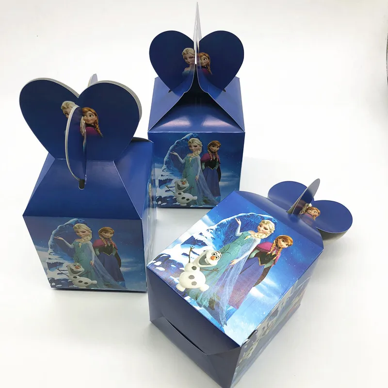 

6Pcs Disney Frozen princess Theme Design Candy Gift Box Kid Boy Girl Birthday Party Decoration Family Party Candy Box Supplies
