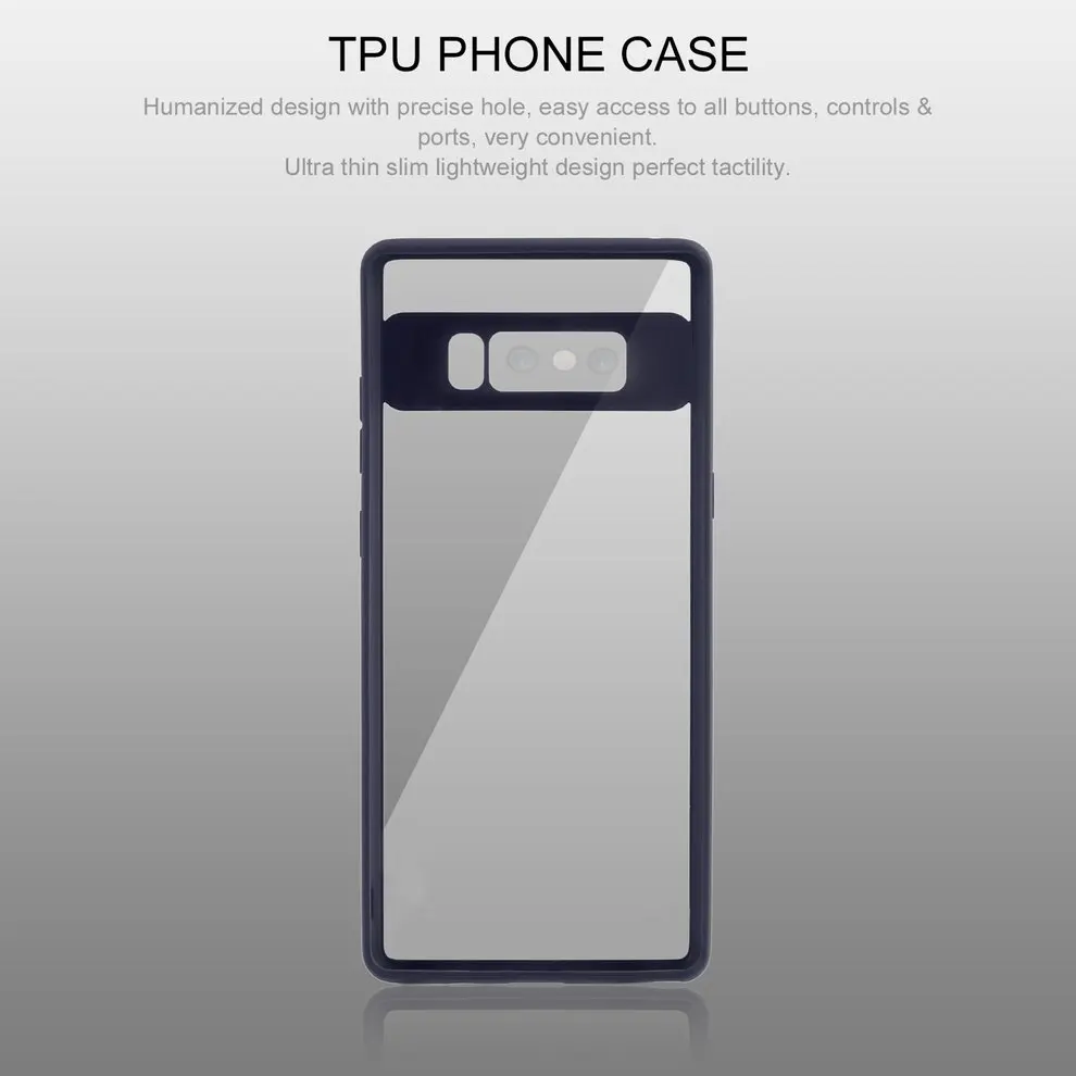 

2 Pcs Ultra-thin Clear Case Transparent Soft Phone Back Cover Shockproof Protective Cover For Samsung Galaxy Note 8 Black