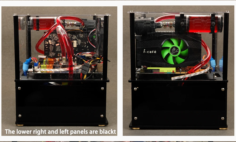 QDIY PC-D008S цветной горизонтальный ATX прозрачный ПК с водяным охлаждением акриловый чехол для компьютера