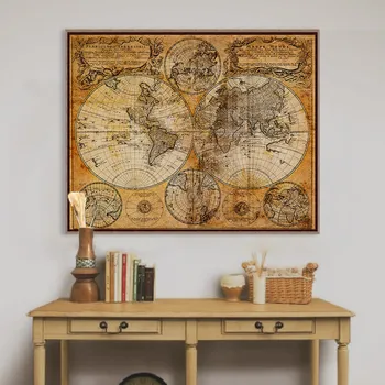 

Vintage Ancient World Map Large Poster Print Original Retro Antique Paper Canvas Painting Living Room Fine Wall Art Decor Gift