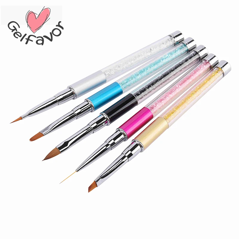 

Gelfavor 1 PCS Cap Diamond Metal Nail Brush Acrylic Handle Carving Powder Nail Art Brush Pen Rhinestone Gel Salon Liner
