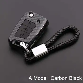 

Carbon Fiber Car Key Case Bag Cover For Volkswagen VW Golf 7 MK7 Tiguan Touran 2017 For Skoda Octavia A7 RS For Seat Leon Ibiza