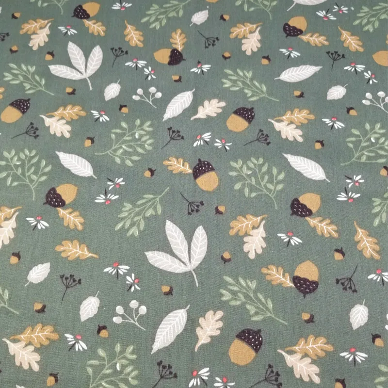 

Printed Leaf Baby Cotton Twill Fabric by half meter for DIY Sewing Bed Sheet Dress making cotton fabric