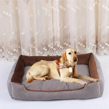 

Dog Bed Mat House Pad Warm Winter Pet House Nest Dog Stripe Bed With Kennel For Small Medium Large Dogs Plush Cozy Nest A