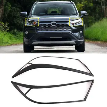 ABS Matte Black Front Head Light Lamp Cover Trim 2pcs For Toyota RAV4 2019-2020 ABS Matte Black Front Head Light Lamp Cover Trim 2pcs For Toyota RAV4 2019-2020
