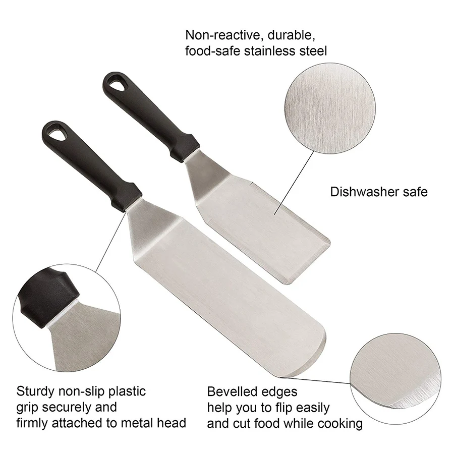 Griddle Spatulas for Flat Tops - Stainless Steel Restaurant Turner - Smash Burger Flipper Spatula - Metal Grill Scraper