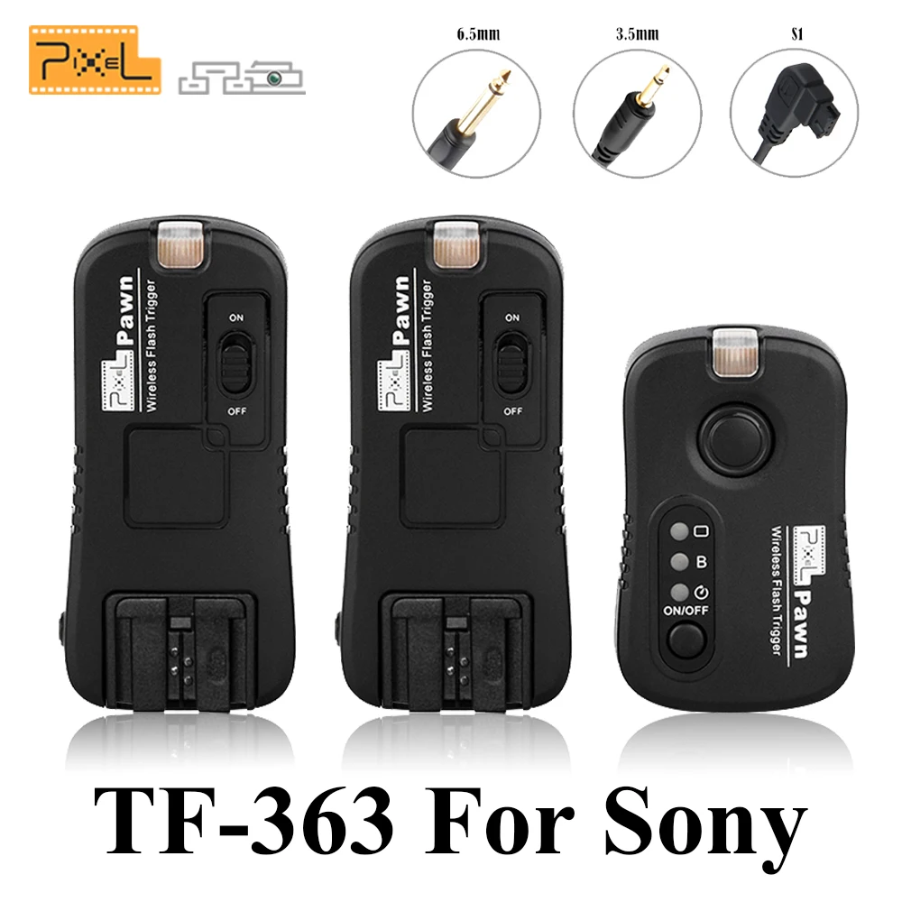 

Pixel TF-363 Wireless Remote Control Shutter Release Flash Trigger 1 X Transmitter & 2 X Receivers For Sony A33 A55 A57 A77