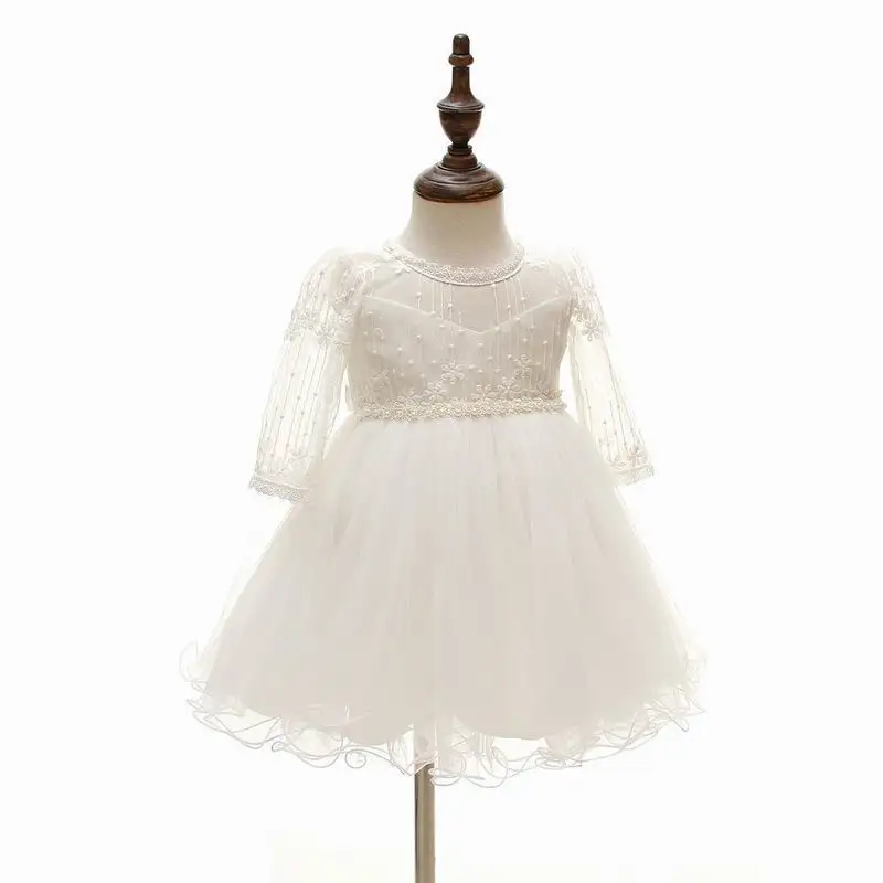 ; крестильное платье для маленькой принцессы; кружевное платье с длинными рукавами для крещения; одежда для малышей; 8515