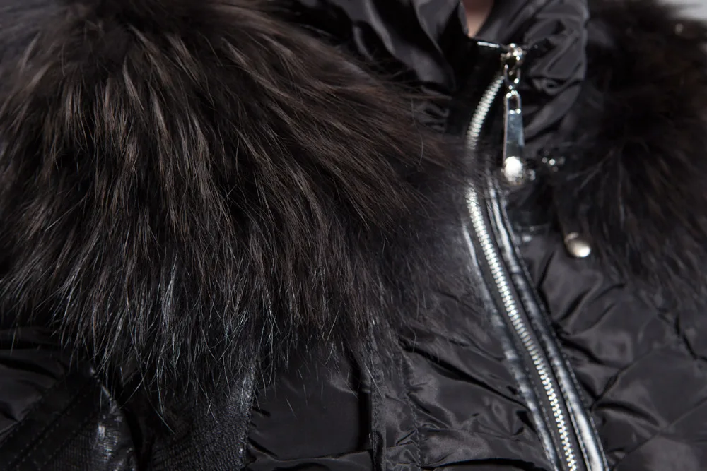 Basic Editions Длинная Женщиная Jacke Парка с Лисицы Пером Тонкий Женский Пуховик ZY11054