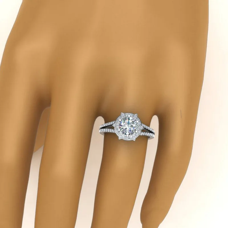 Huitan классическое свадебное кольцо невесты Необычные 6 зубец обручальное кольцо для женщин с круглый фианит камень дропшиппинг