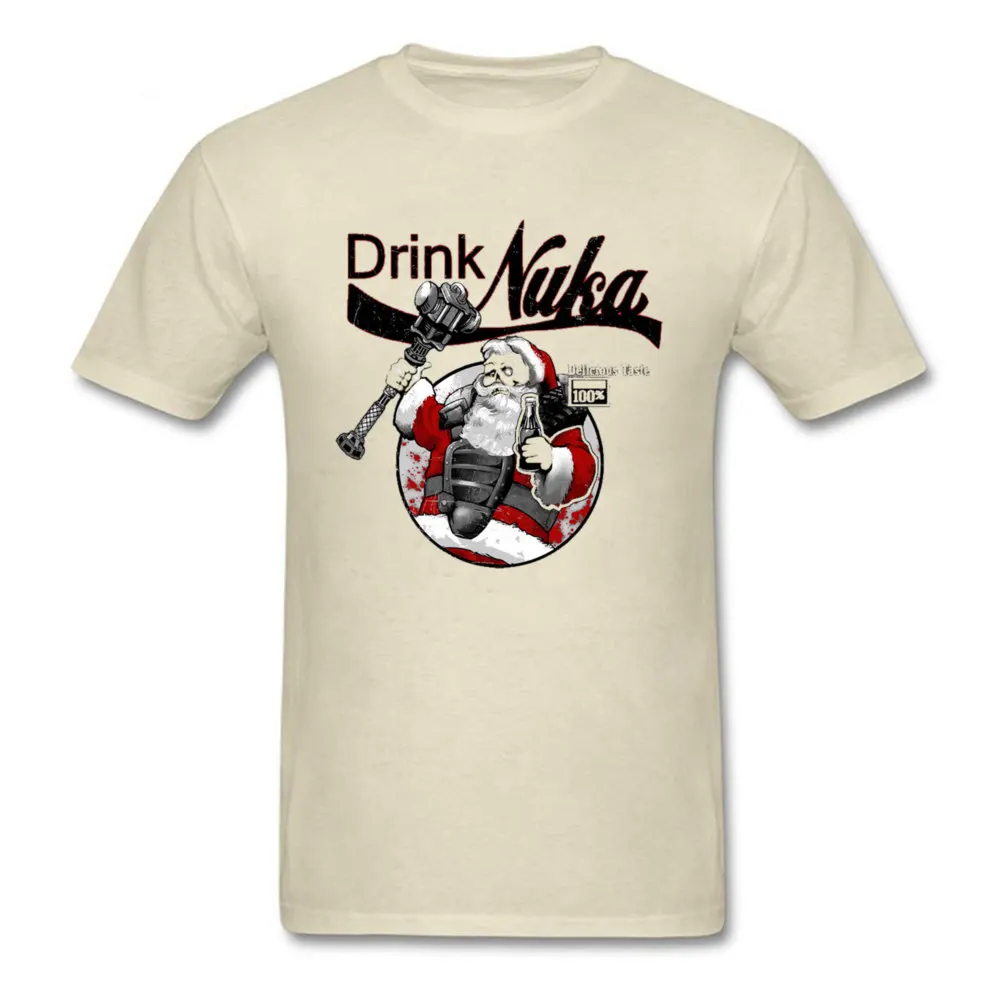 Drink Nuka New Coming Short Sleeve Camisa T-shirts 100% Cotton Crewneck Mens Tops T Shirt Normal Tops Shirt Summer/Autumn Drink Nuka beige