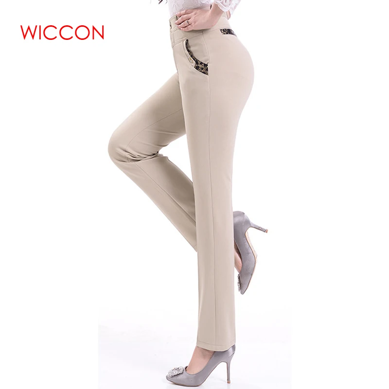 Spring Autumn Fashion Women Plus Size Trousers Elastic High Waist Pants Clothes Straight OL Office Formal Trousers Lady Pants Pants