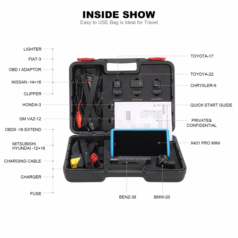 TOPDON ArtiMini Android диагностический инструмент 6," Портативный все системы OBDII сканер Bluetooth/WiFi с 11 особыми функциями