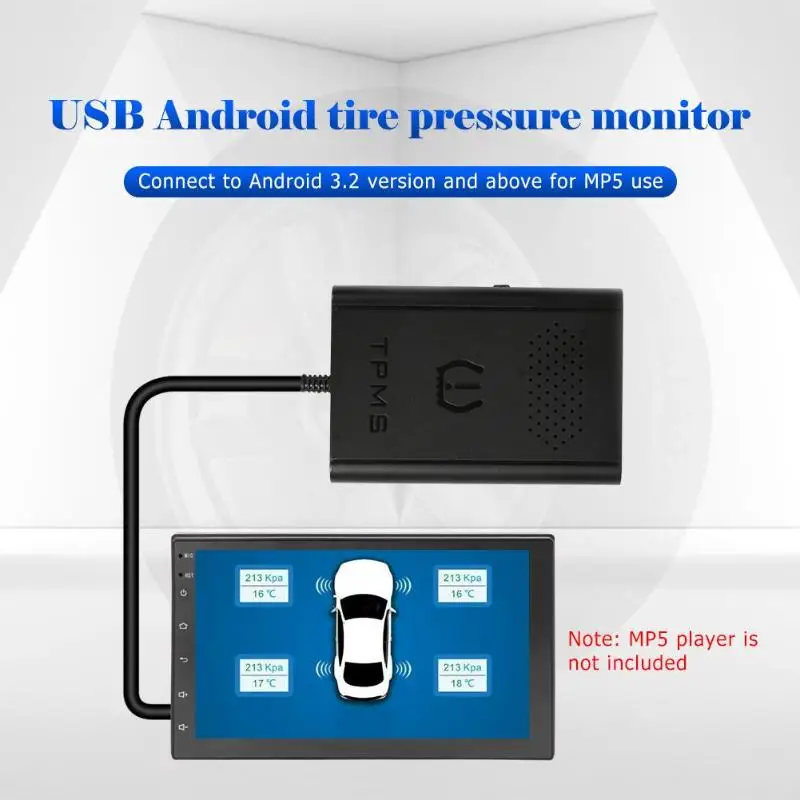 USB автомобильный TPMS система контроля давления в шинах с 4 внешними датчиками для Android навигации автомобиля стерео