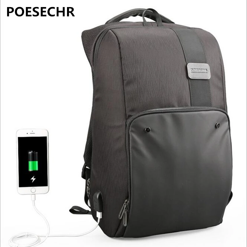 

POESECHR USB charging Men 15-17inch Laptop Backpacks For Teenager Fashion Male Mochila Leisure Travel backpack