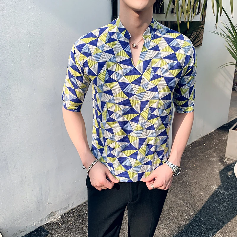 Shirt Men Brand Summer Short Sleeve Men Shirt Streetwear Personality Print Holidays Hawaiian Shirt Mens Dress Shirts Blouses Men