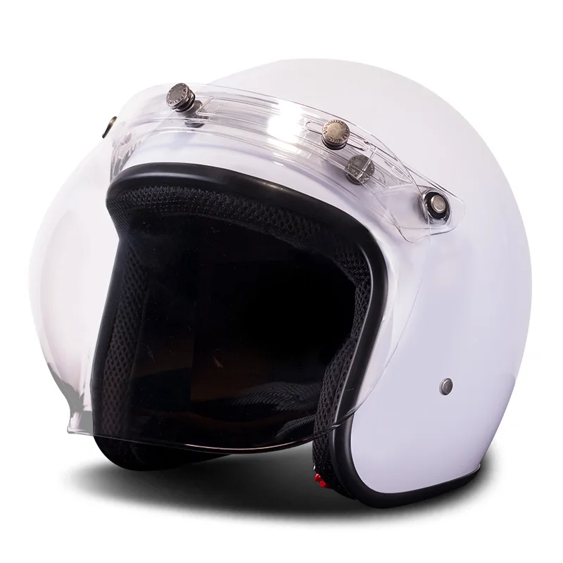 BYE мотоциклетный шлем мотоциклетный Ретро винтажный Мото шлем круизер чоппер Скутер 3/4 открытый шлем с пузырьковым козырьком - Цвет: 03 Helmet with Visor