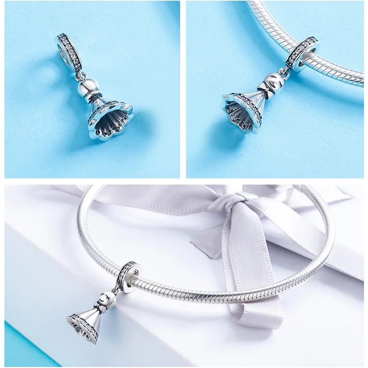 925 Серебряный богемский цветок перо fit Pandora браслет Хранитель руки амулеты ангелы Циркон чашка для собак стеклянные бусины с изображением дерева безопасная цепь