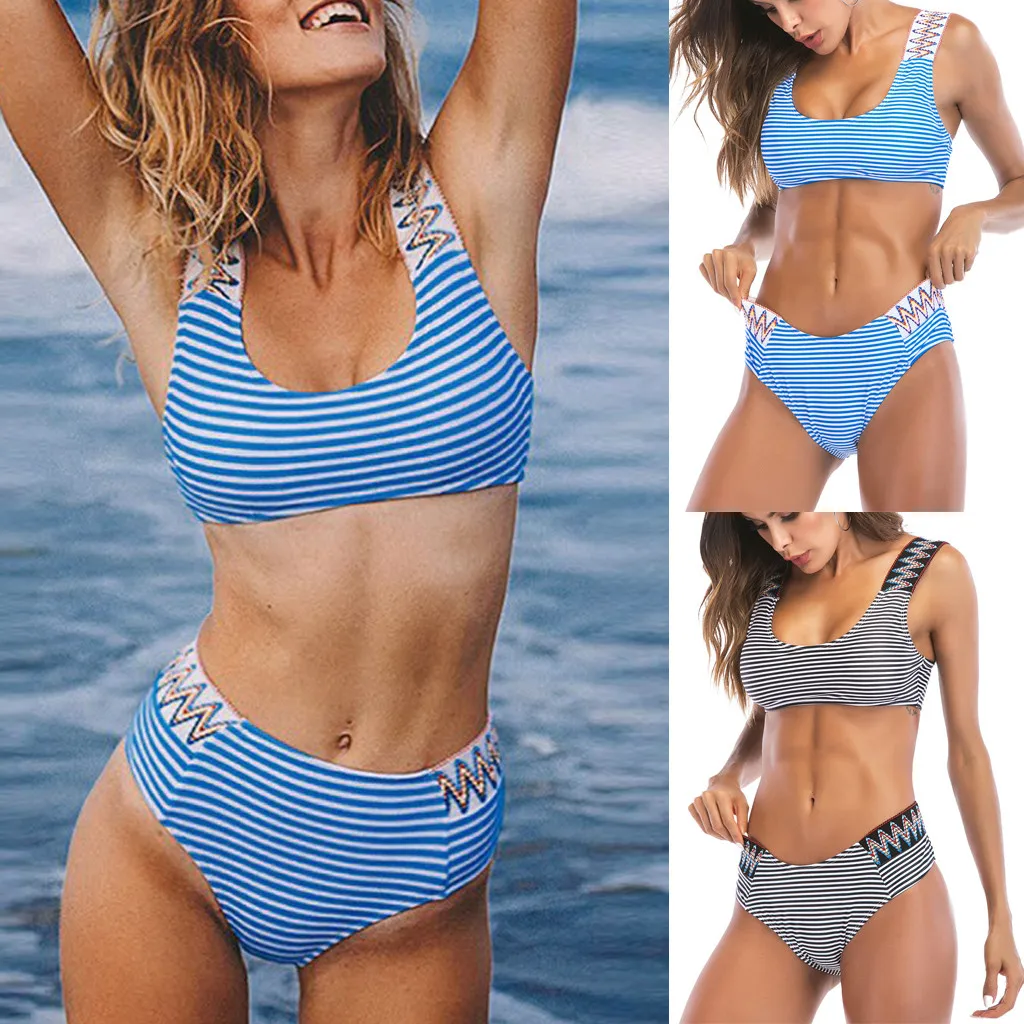 

Bikini 2019 Sexy Womens High Waist Bandage Bikini Set Sports Bra Top Swimwear Beach Swimsuit Bather Suit Swimming Suit biquini