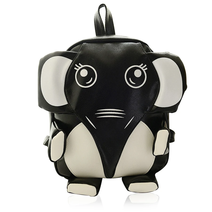 Elephant 3D Printing Backpack Women High Quality Cartoon Animal Leather
