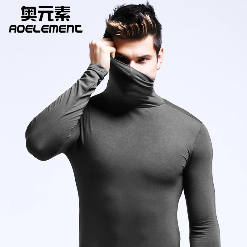 Modal men's high collar lapel underwear long-sleeved bottoming shirt autumn and winter shirt long john men thermal mens bottoms