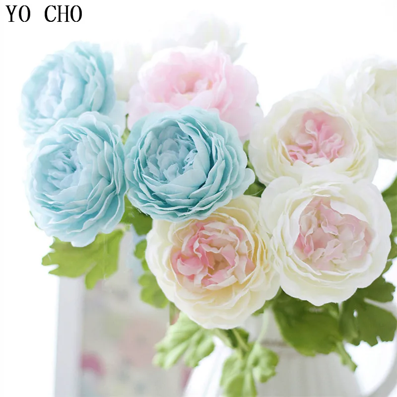 roses artificial peonies flower bouquet home garden decoration wedding party fake flowers  (2)