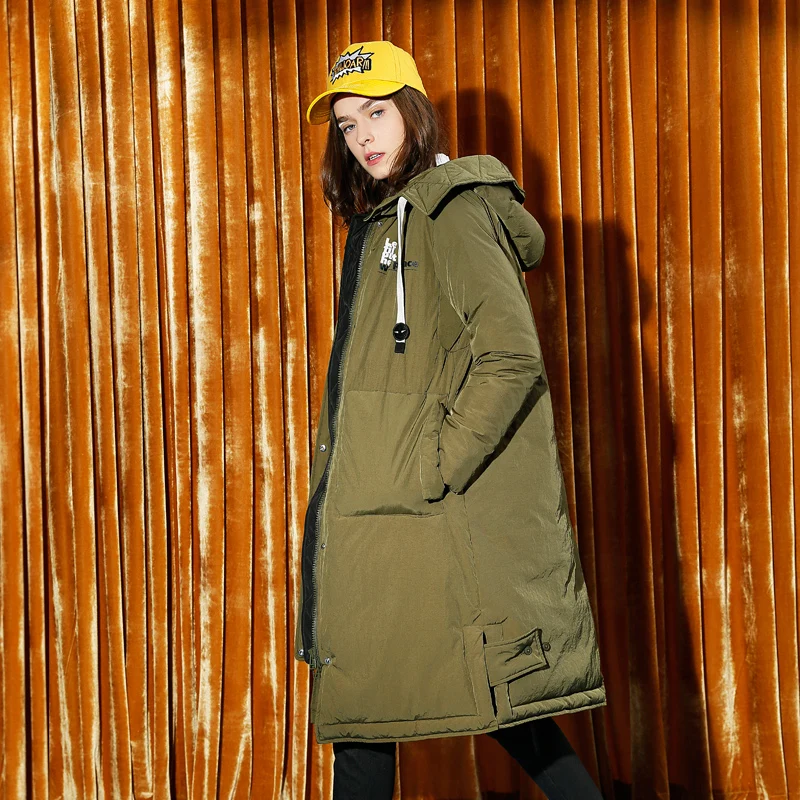 Koop Toyouth Down Jassen 2017 Winter Vrouwen Mode Contrast Kleur Rechte Warmte Dikker Witte Eend Lange Donsjack