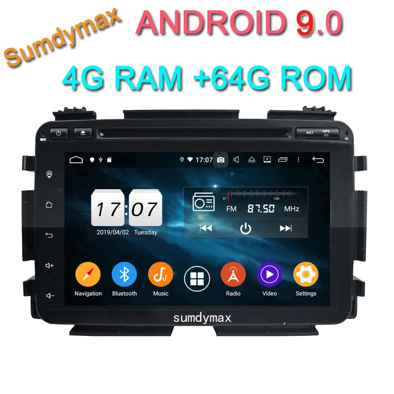 Discount 8"octa core android 9.0 car dvd radio gps for Honda HRV VEZEL XRV with TDA 7851 PX5 wifi 4G RAM 64G ROM bluetooth audio stereo 0