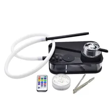 Арабский набор кальянов с светодиодный портативной квадратной коробкой, акриловый кальян включает чашу для кальяна, силиконовую трубу