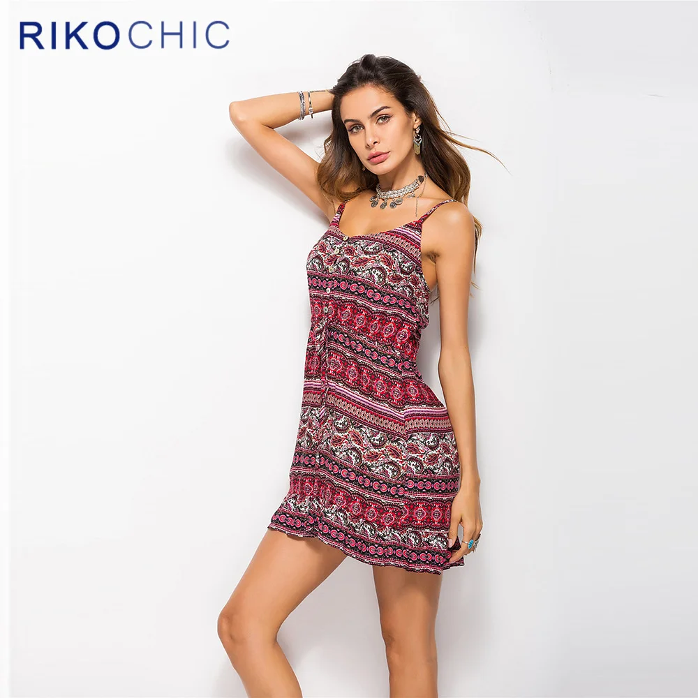 Rikochic 2018 женская летняя обувь красный этнические пляжное платье пикантные