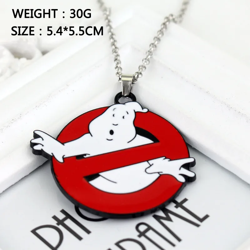 

Wholesale New Ghostbusters Logo Model Necklaces Action Figures European Movie Anime Ghost Buster Pendant Toys Gift for Kids