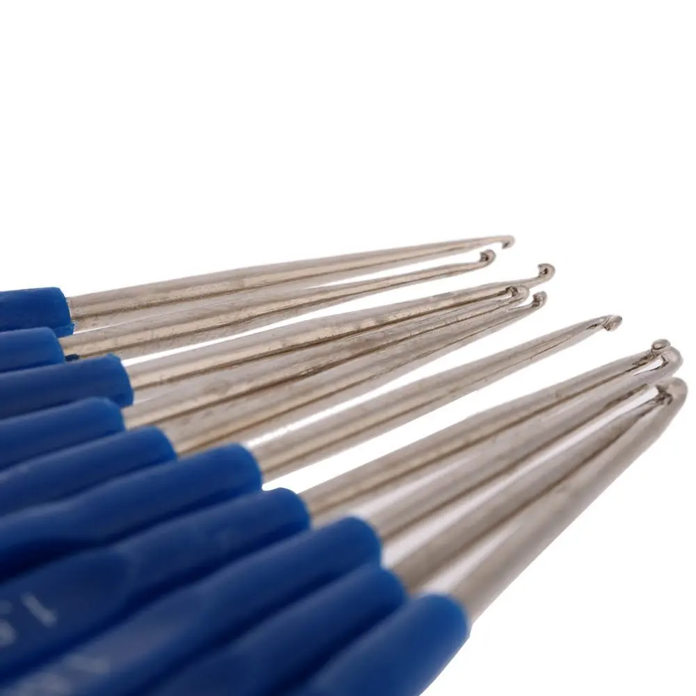 PHFU 10 шт Металлические спицы для вязания крючком Крючки наборы с эргономичные ручки 0,6-2,0 мм