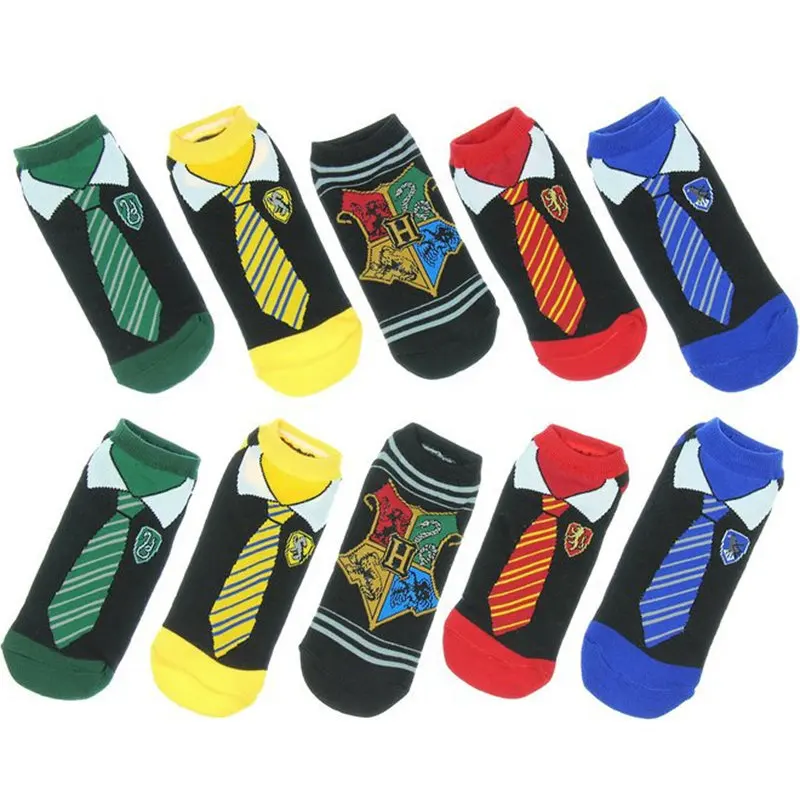 

Harri Potter Cotton Socks Kids Ankle Socks Magic School Crest Tie Pattern Gryffindor Hufflepuff Slytherin Ravenclaw Adults Socks